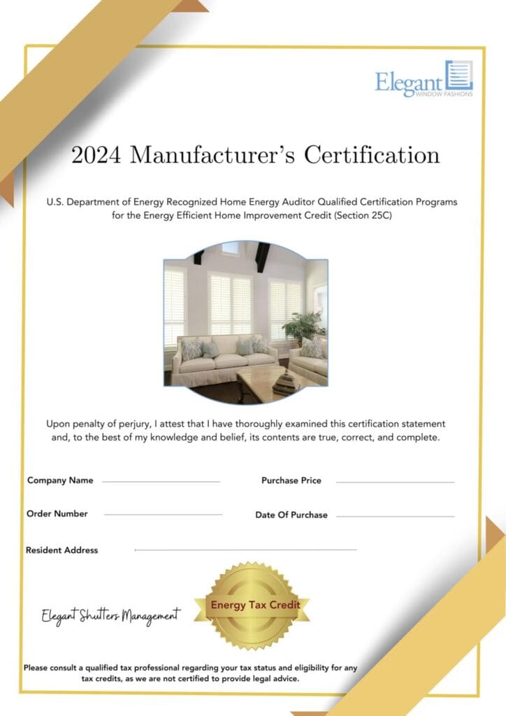 2024 Energy Efficient Home Improvement Credit Certification